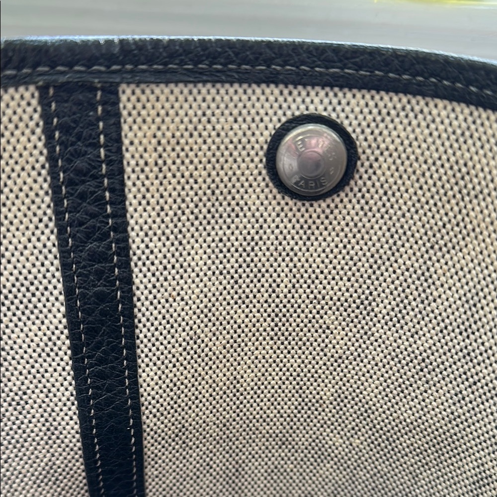 Hermes Beige and Black Canvas Tote - Picture 10 of 14